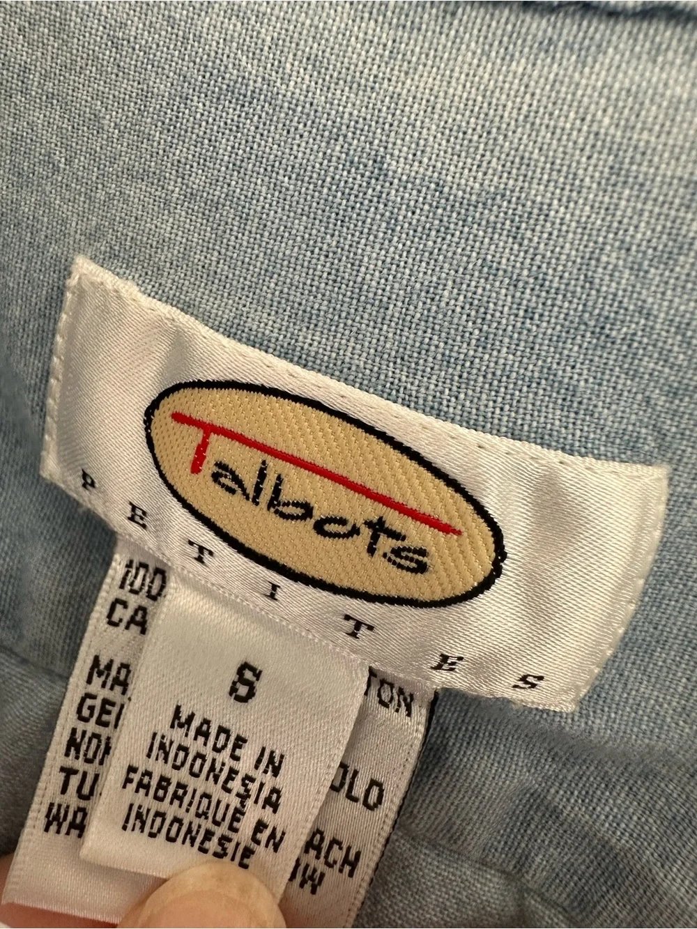 Talbots Light Blue Sleeveless Denim Button-Front Tie Top